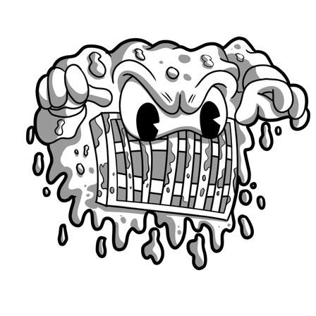 A/C dirty coil grime cartoon illustration