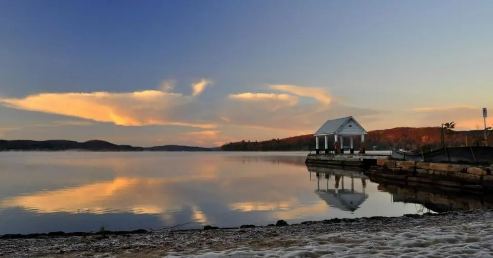Lakeshore pavilion on Dwight Bay in Dwight, Ontario