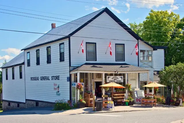The historic Rosseau General Store on a sunny summer day